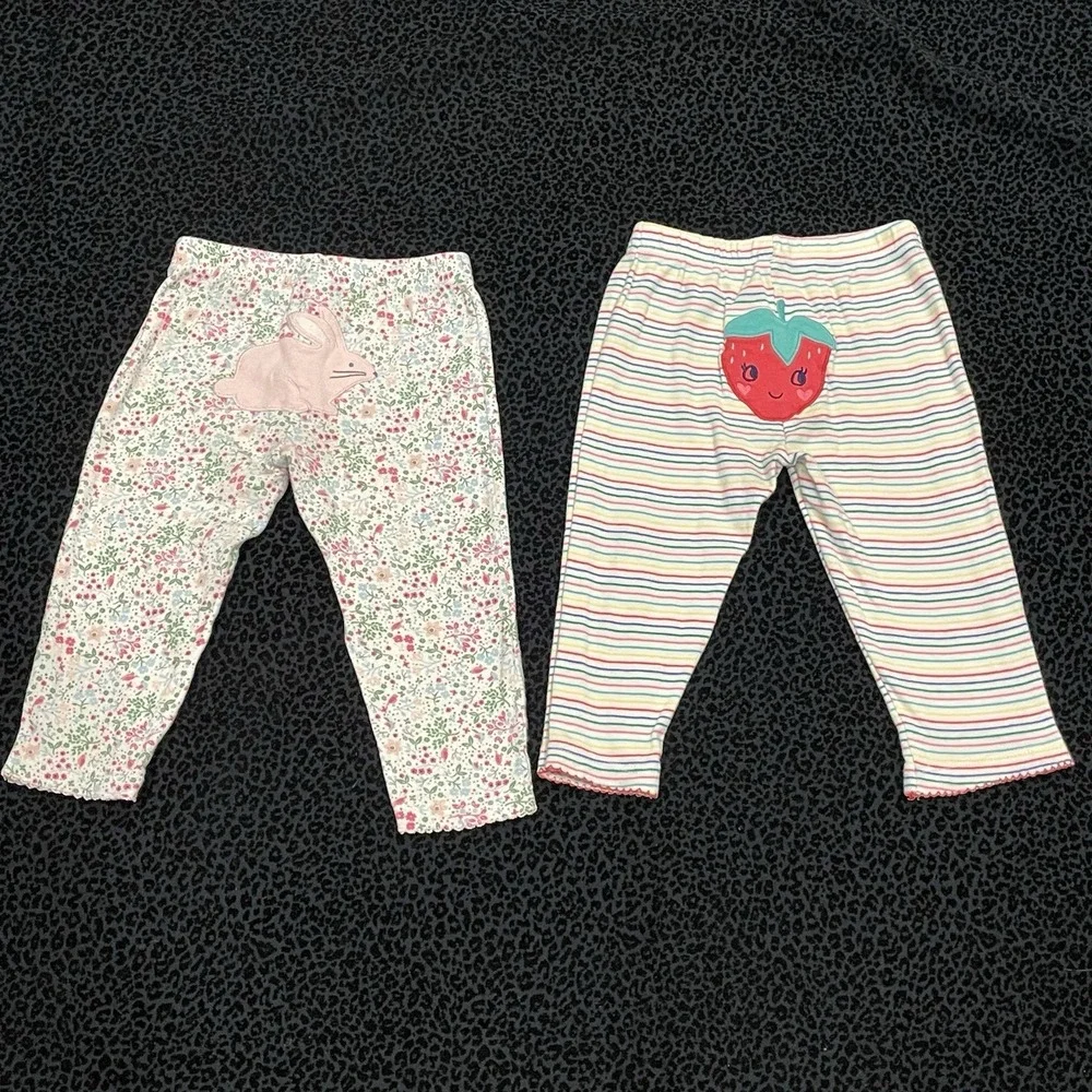 CARTER'S Girls Pants Bundle 12M Floral Pull On Comfort 100% Cotton